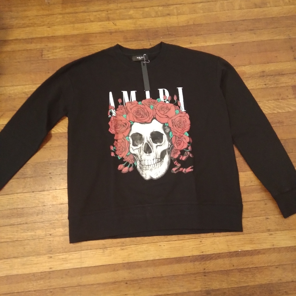 Amiri skull roses sweater size large